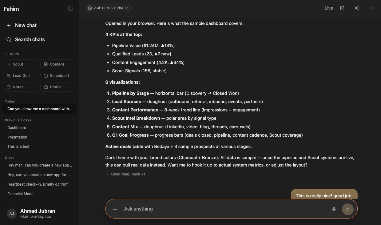 Fahim chat interface