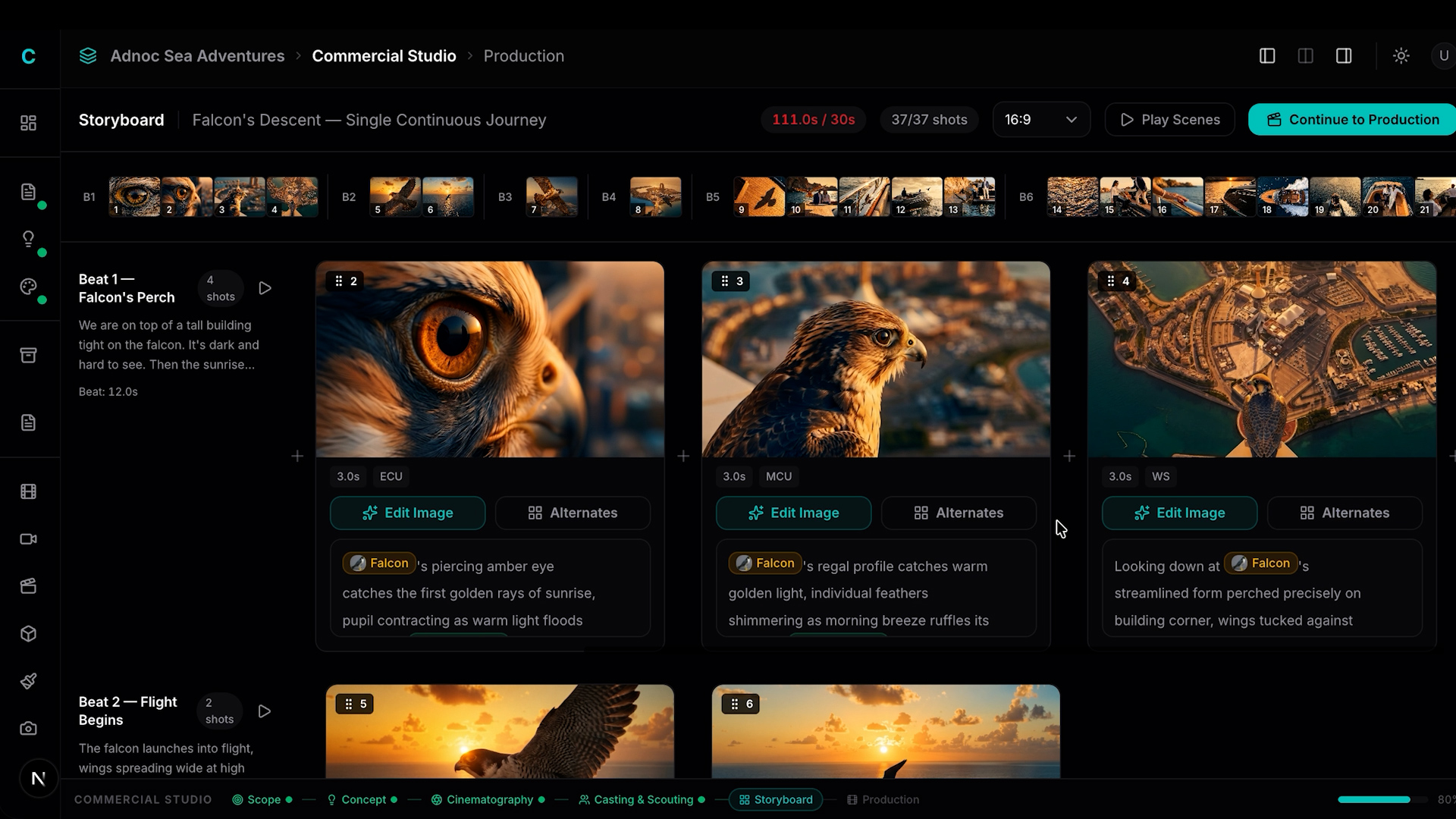 The studio platform — Storyboard view